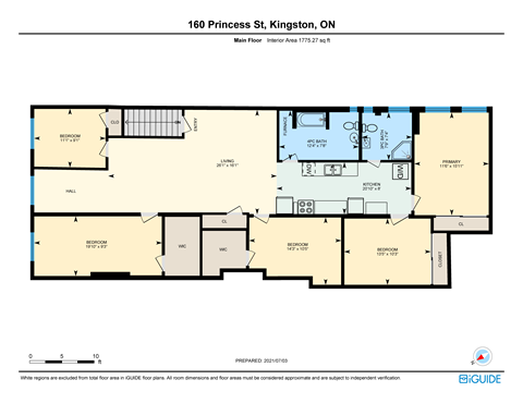 Floor plan for 5 beds, 2 baths, 1700 sqft